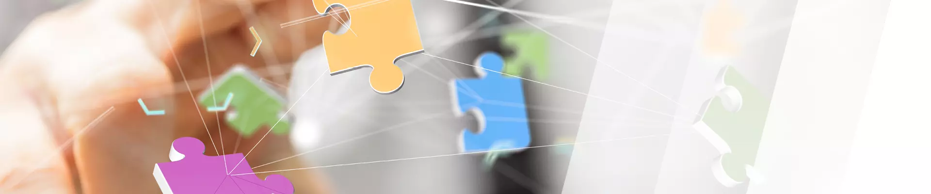 virtuelles Netzwerk von verbundenen Puzzlesteinen